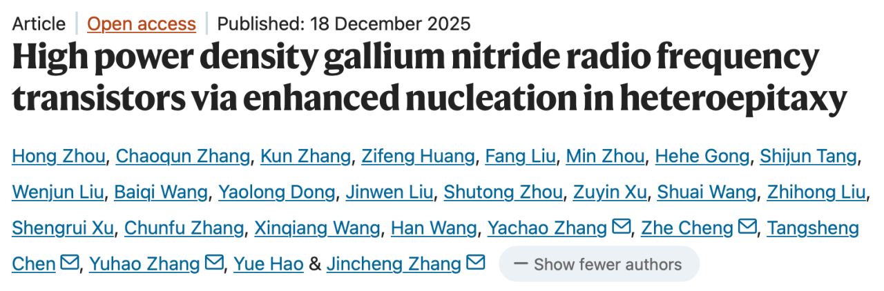 Nature Communications article on high-power-density GaN radio frequency transistors